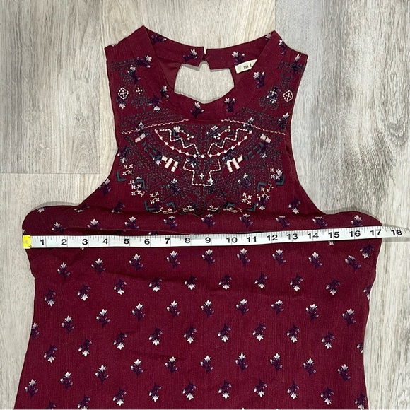MiAmi Francesca’s Maroon Floral Sleeveless Racer Back Rayon Mini Dress Size L - Picture 3 of 8